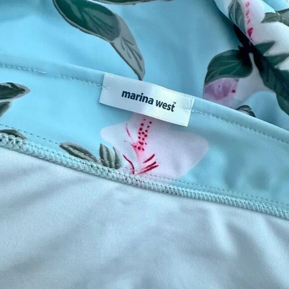 MARINA WEST | Blue Pink White Floral One Piece Swimsuit Ruched Waist Lilly | XXL - Picture 5 of 6